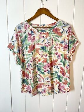 Reitmans Floral Watercolour Cotton Blend Top. Size XL.